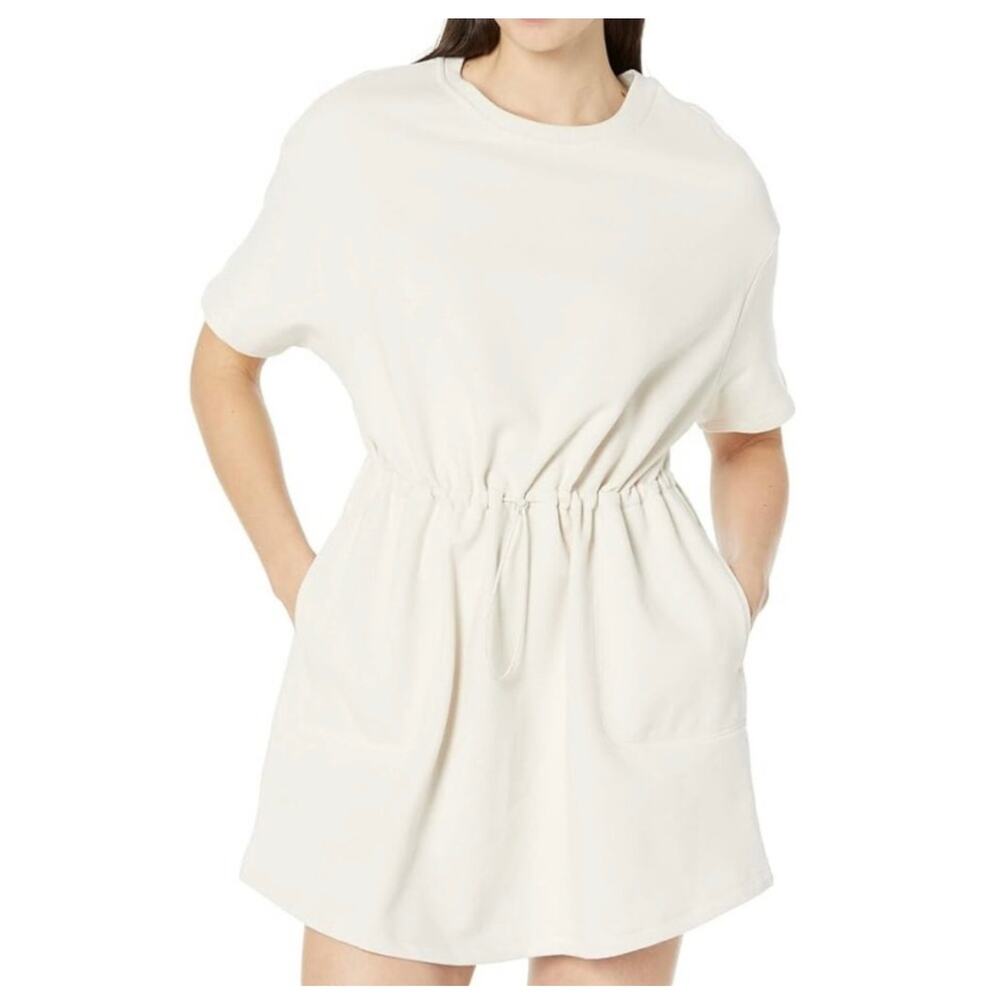 UGG Anisha Sweatshirt Mini Dress‎ Womens Size S Antique White Drawstring Waist